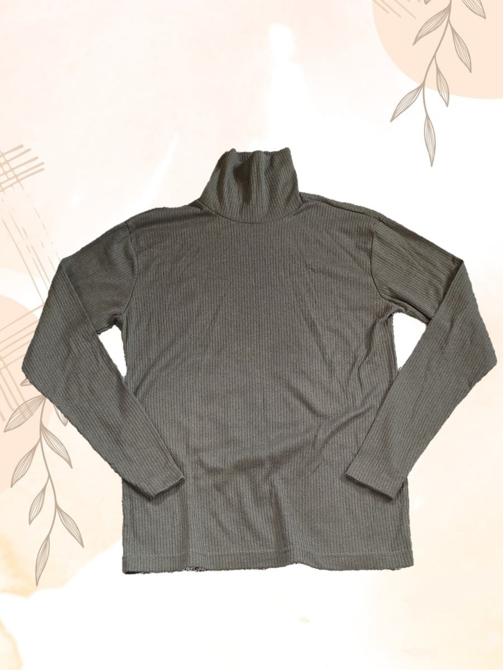 Olive Ribbed Turtleneck Sweater